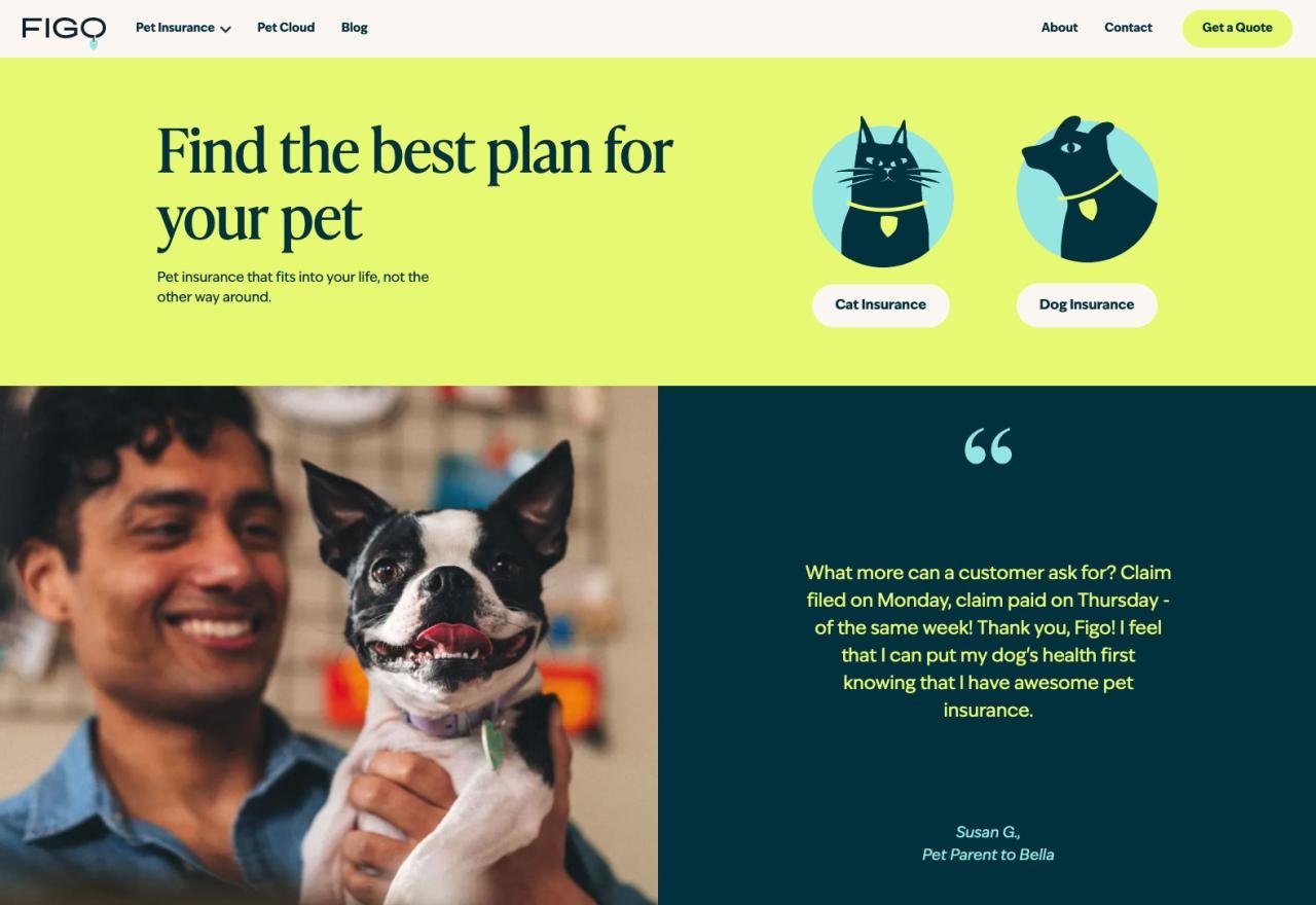 FIGO Pet Insurance website - Fonts In Use