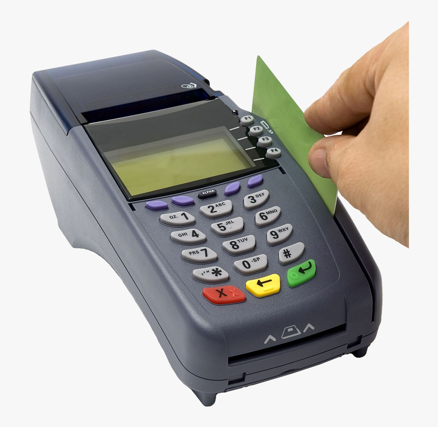 Swiping A Card Through A Pos Machine - Card Swipe Machine Png ...
