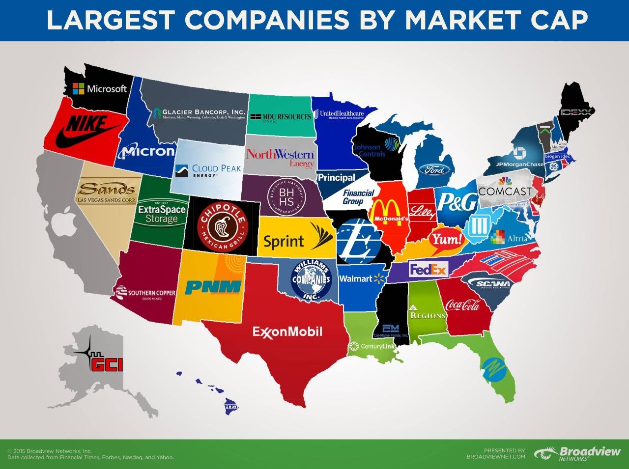 Map of largest publicly-traded company (by stock market capitalization ...