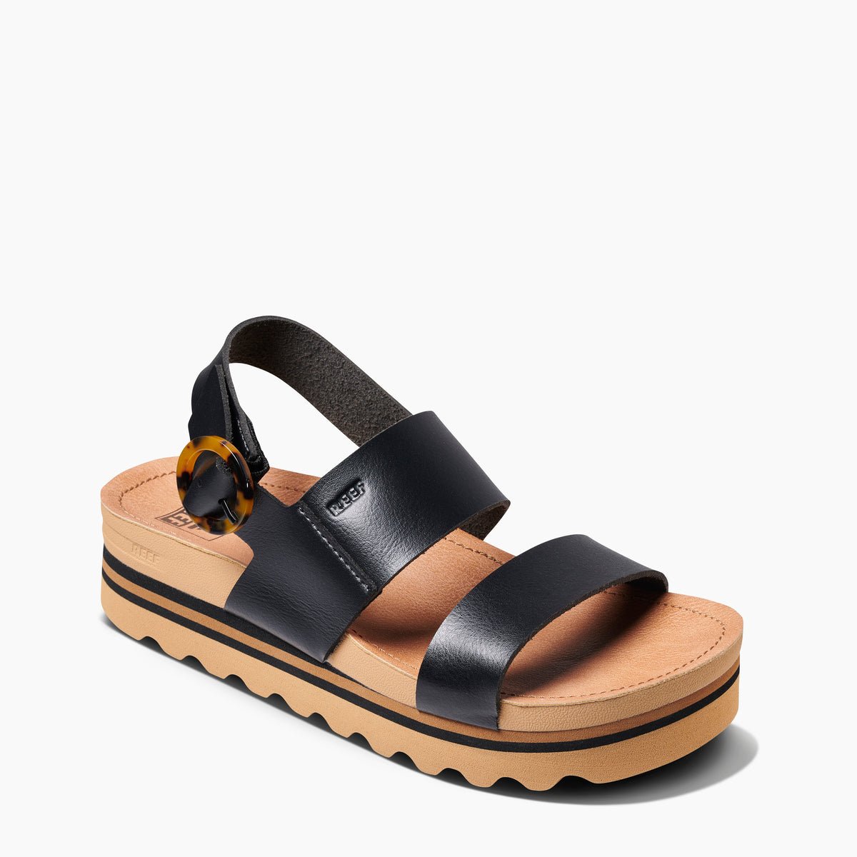 Women's Vista Hi Buckle Sandals in Black/Tan | REEF®