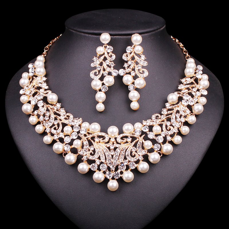 Gold Color Imitation Pearl Wedding Necklace Earrings Sets African Beads ... Gold Color Imitation Pearl Wedding Necklace Earrings Sets African Beads ...