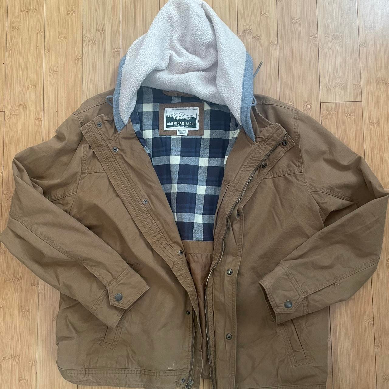 American Eagle hooded Jacket - Depop American Eagle hooded Jacket - Depop
