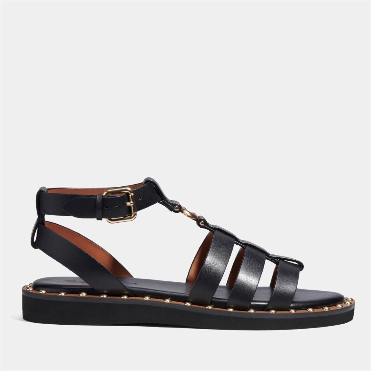 COACH Giselle Leather Sandals in Black | Lyst UK