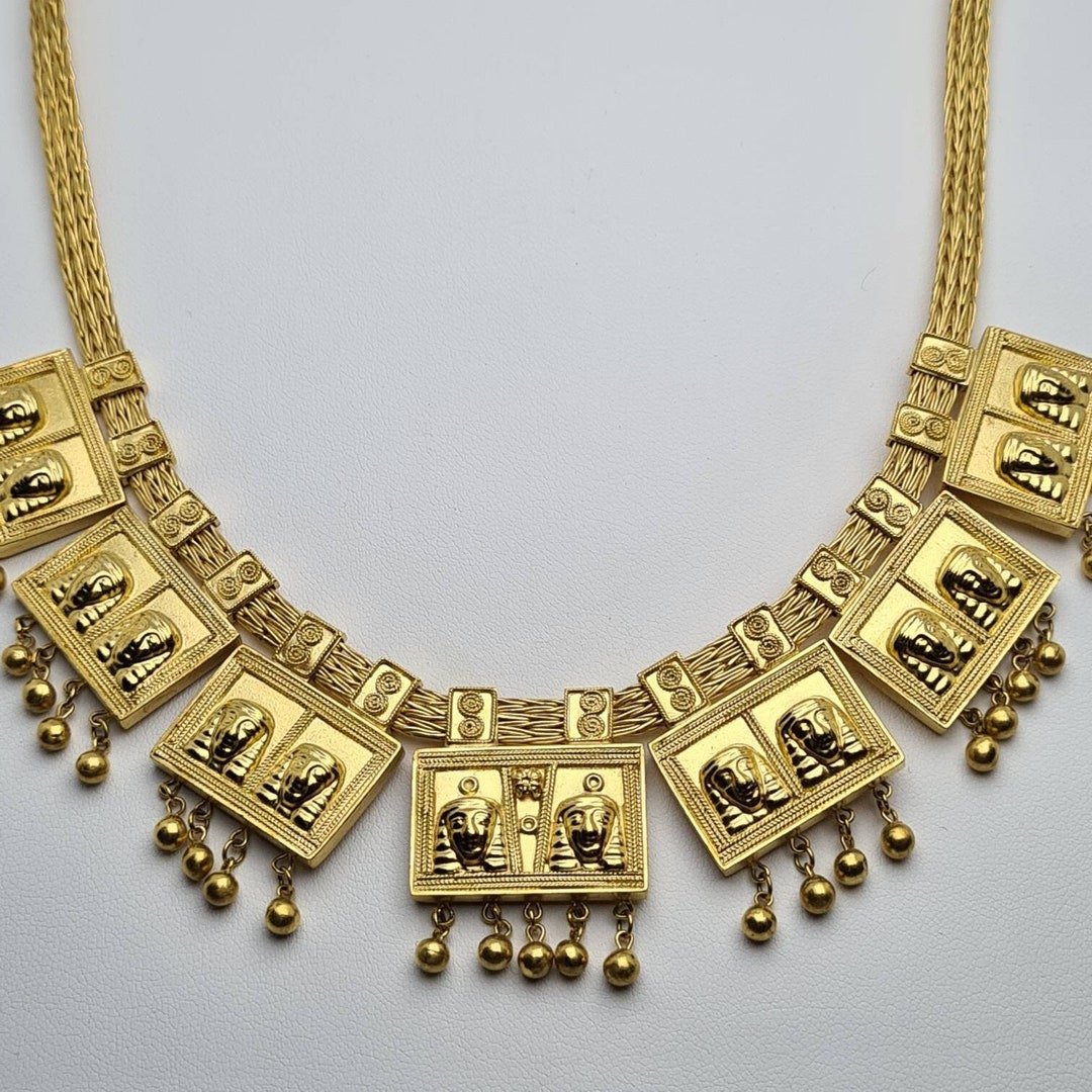 Hand Made Pharaoh Collaregyptian Necklace With 7 Scarabs - Etsy Hand Made Pharaoh Collaregyptian Necklace With 7 Scarabs - Etsy