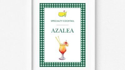 Masters Specialty Drink Sign, Azalea Cocktail, Masters Green, Mastered ...
