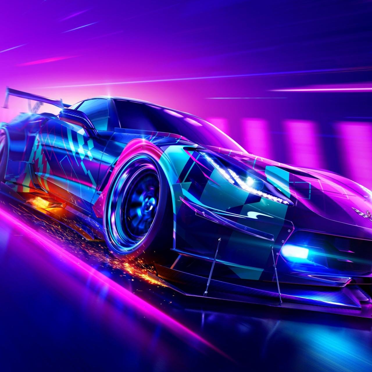 Cool Cars With Neon Lights Wallpaper